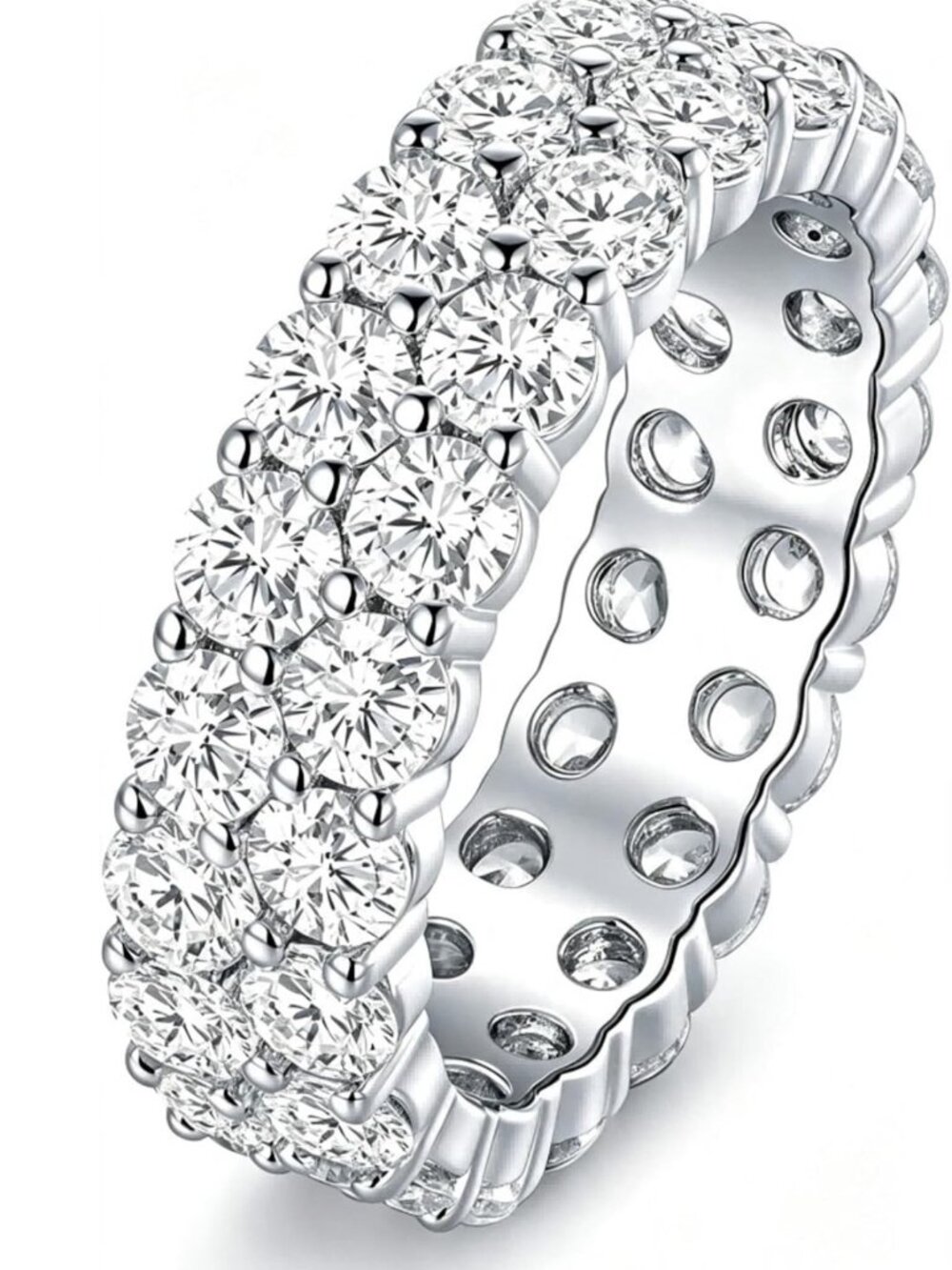 Elegant 18K Gold Plated Cubic Zirconia Wedding Band Ring for Him & Her